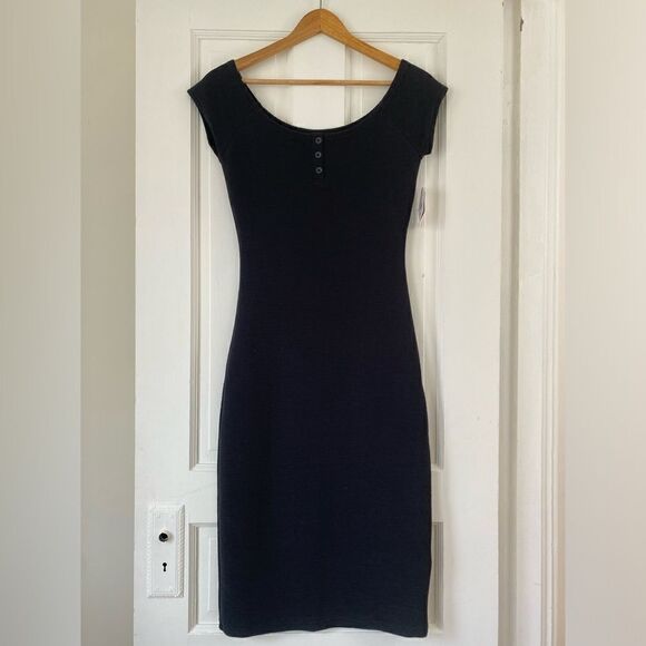 NWT RCVA Black Fitted Midi Dress - Picture 4 of 12